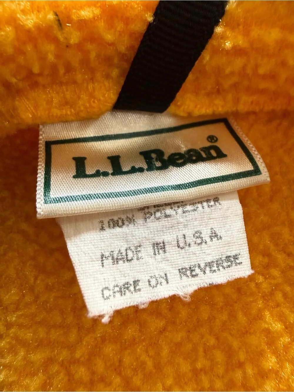 LL‎ Bean Kids Fleece Jacket Yellow Hooded Full Zip USA Made Size XS